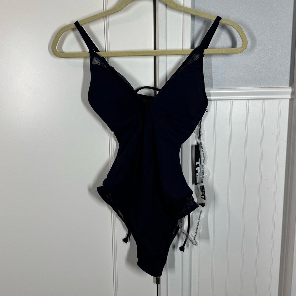 TA3 Mesh One Piece‎ Swim Meshy in Midnight Blue Size XS Regular/Long NWT